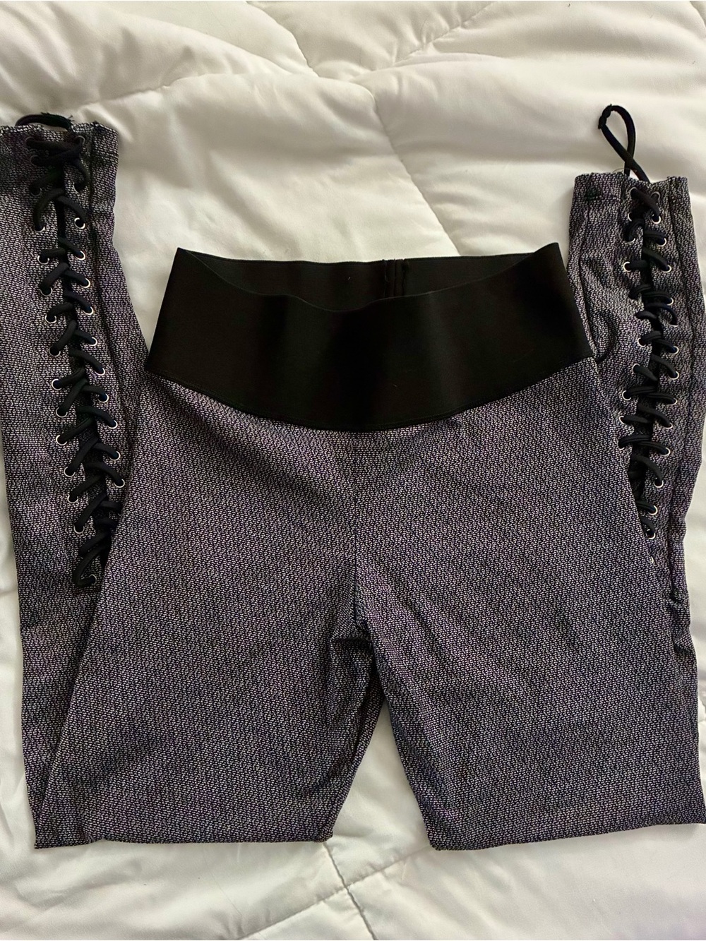 Blue life fit High-Waist Lace-Up Ankle Leggings medium